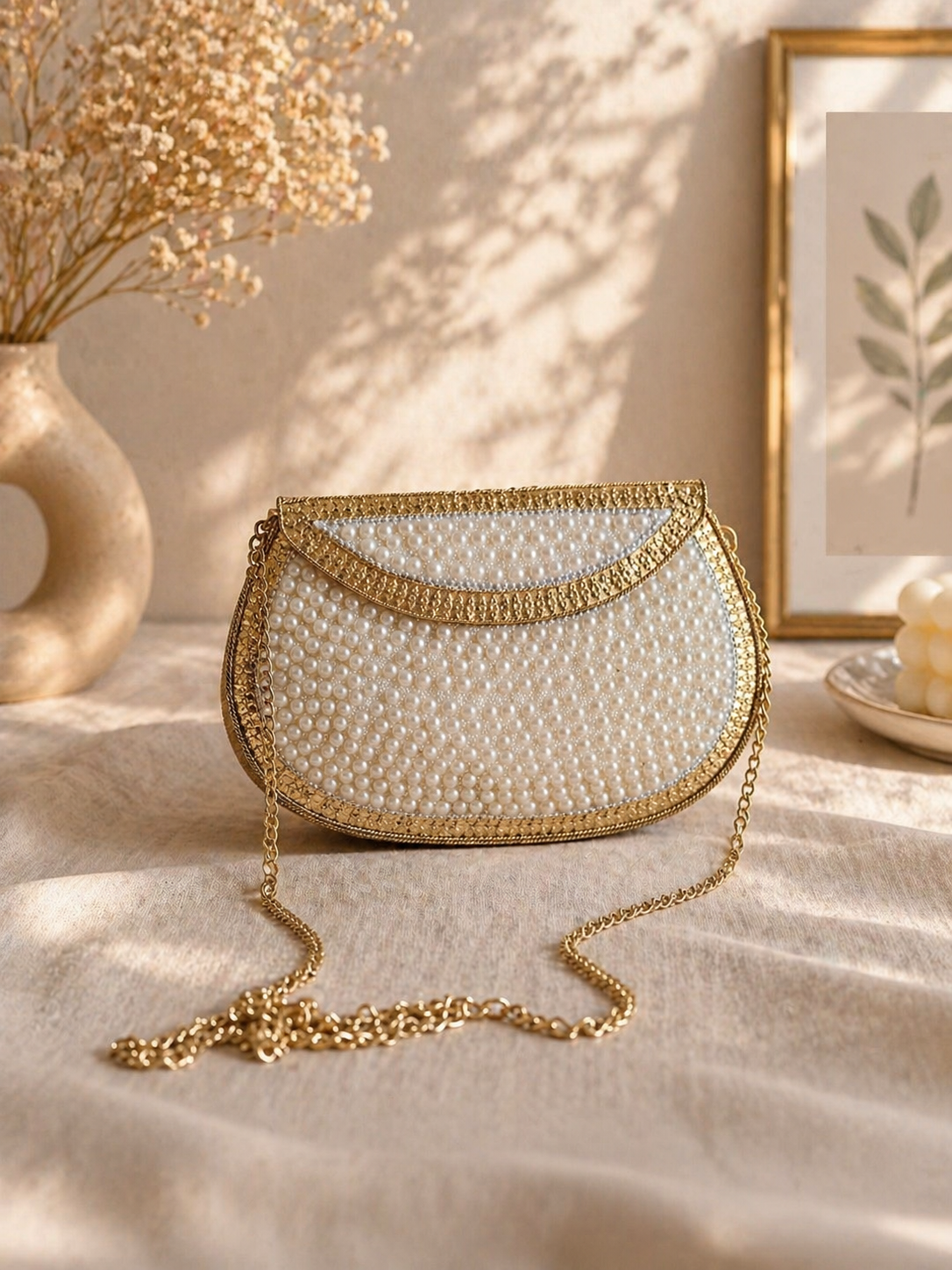 Luxury White Pearl Clutch for Women